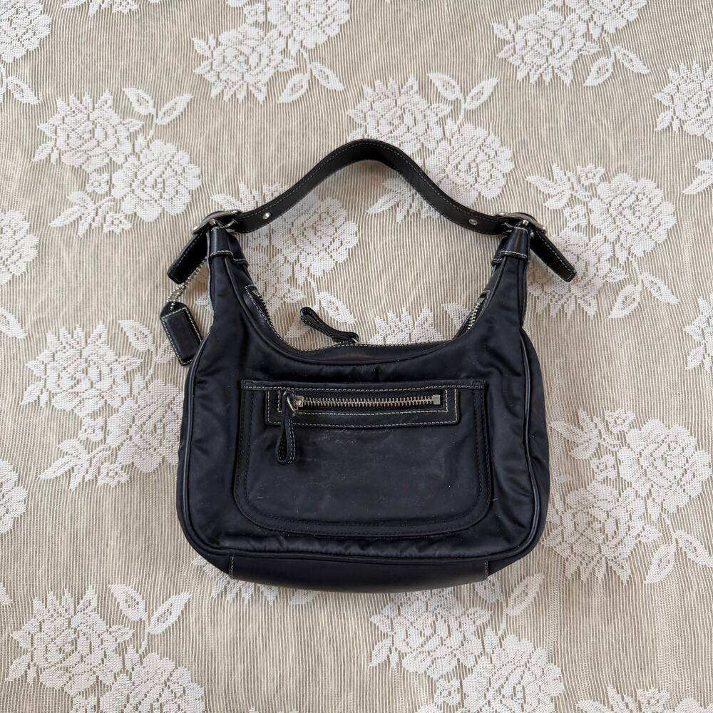 Vintage Coach Black Nylon Shoulder Bag